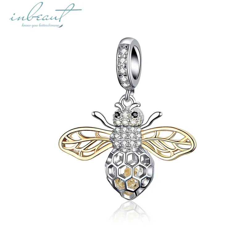 S925 серебро fit Pandora браслет Единорог пчела птица сова украшения с перьями в форме губ с надписью Kiss Сердце Корона ключ Звезда бусины с клевером для браслетов - Цвет камня: FSCC1125