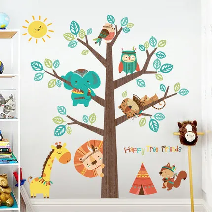 150*138 см мультфильм животных дети стены стикеры DIY милые животные друзья детская комната Домашний декор клей плакат