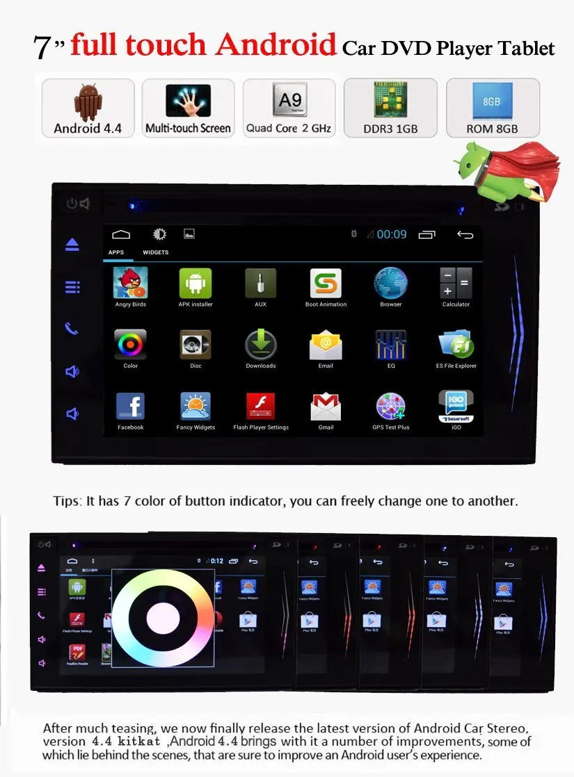 Android 4 gps емкостный мульти-Авторадио с сенсорным экраном в палубе автомобиля видео