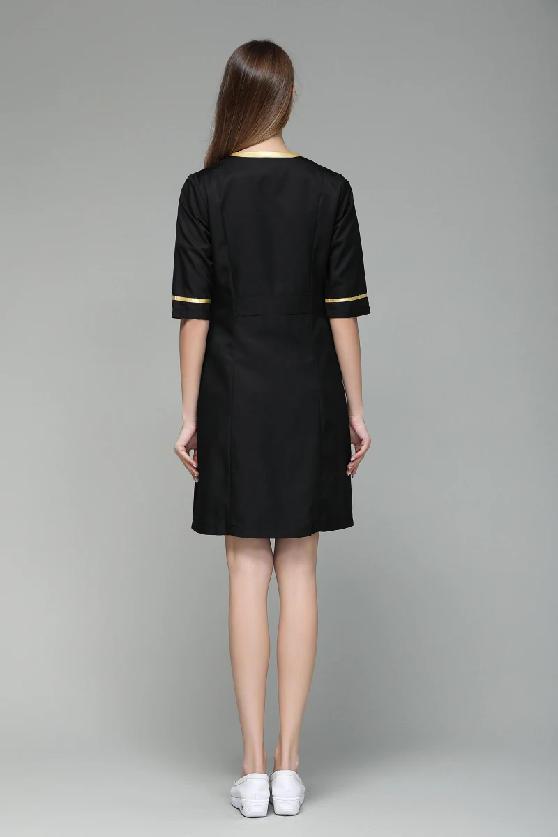 Новинка лета 2017 приталенная черная униформа для медсестры красота спа кожа