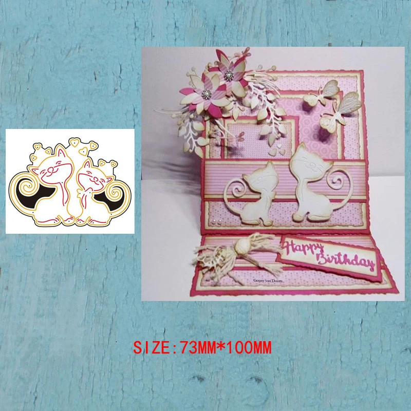 

LLove CCraft металлические Вырубные штампы Cat in love для «сделай сам» альбом для скрапбукинга бумажная открытка декоративное ремесло тиснение штам...