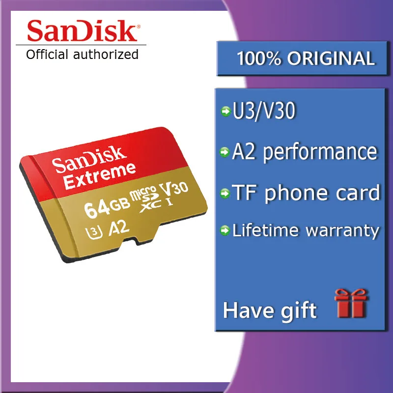 Двойной Флеш накопитель SanDisk Extreme карты памяти в micro SD карта 32 Гб microSDHC UHS I microSDXC 64