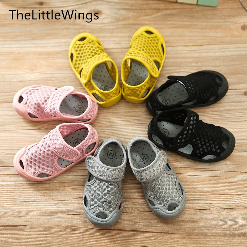Летняя обувь для мальчиков и девочек сетчатая ткань детские школьные сандалии на