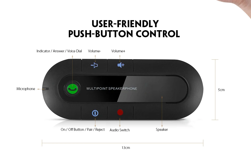 Беспроводной Bluetooth автомобильный комплект динамик телефон козырек клип Hands free