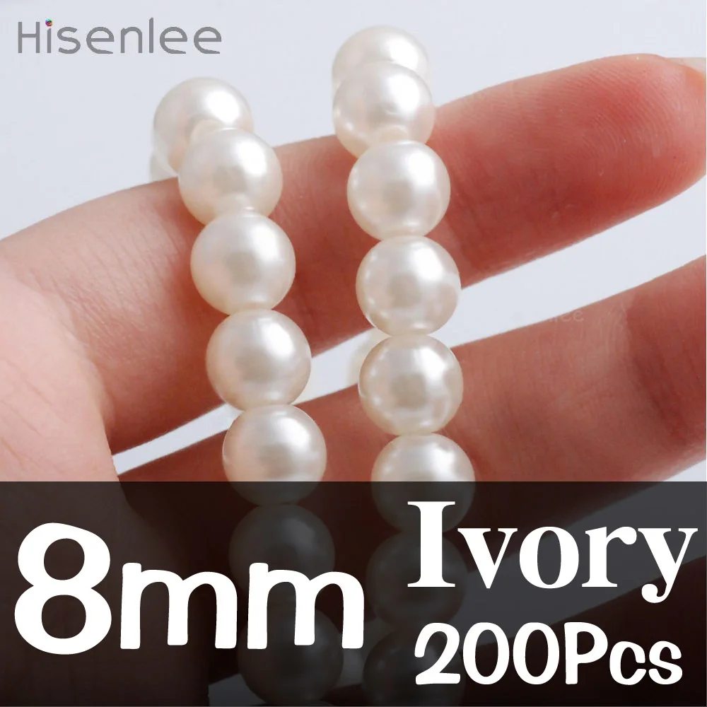 Ivory Pearl 4 мм~ 20 мм несколько размеров прямые отверстия слоновая кость/белый искусственный жемчуг круглые акриловые ювелирные аксессуары в виде бусин для изготовления ювелирных изделий - Цвет: Ivory Pearl