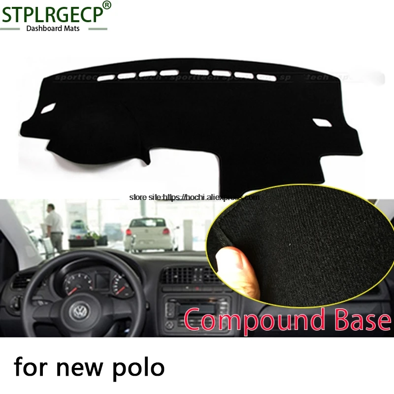 STPLRGECP двухслойный черный тире коврик для Volkswagen VW Polo Dashmat ковер приборной панели