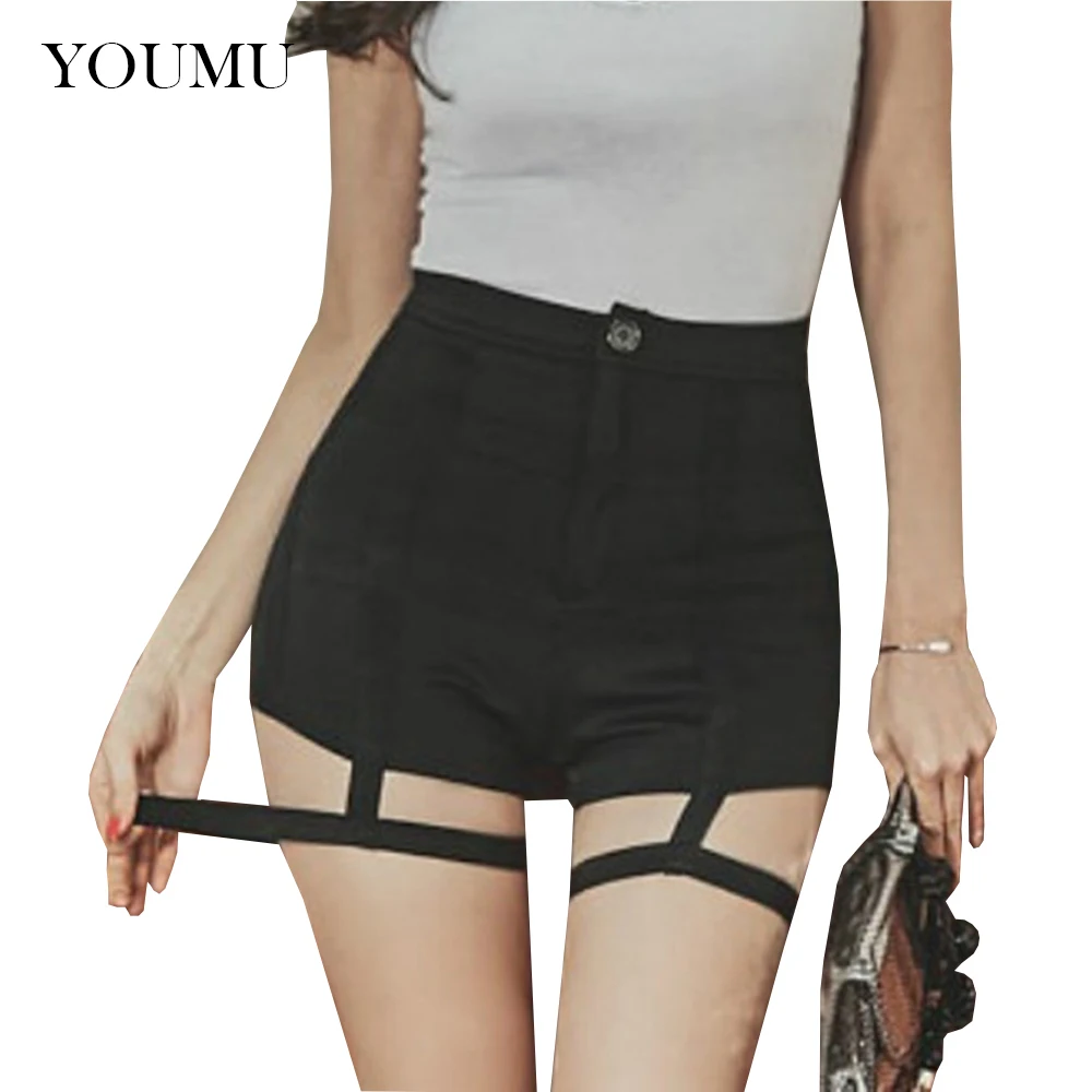 

Nightclub Sexy Shorts Women Skinny High Waist Hollow Out Black Slim Bodycon Hotpants Summer New Vintage 200-A619