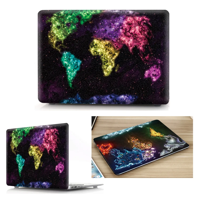 Чехол с изображением карты мира для Macbook Pro 13 2018 A1706 A1708 A1989 Жесткий из ПВХ 15 A1707