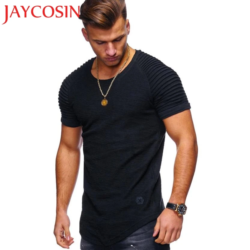 Для мужчин футболка Slim Fit с круглым вырезом короткий рукав мышцы хлопок