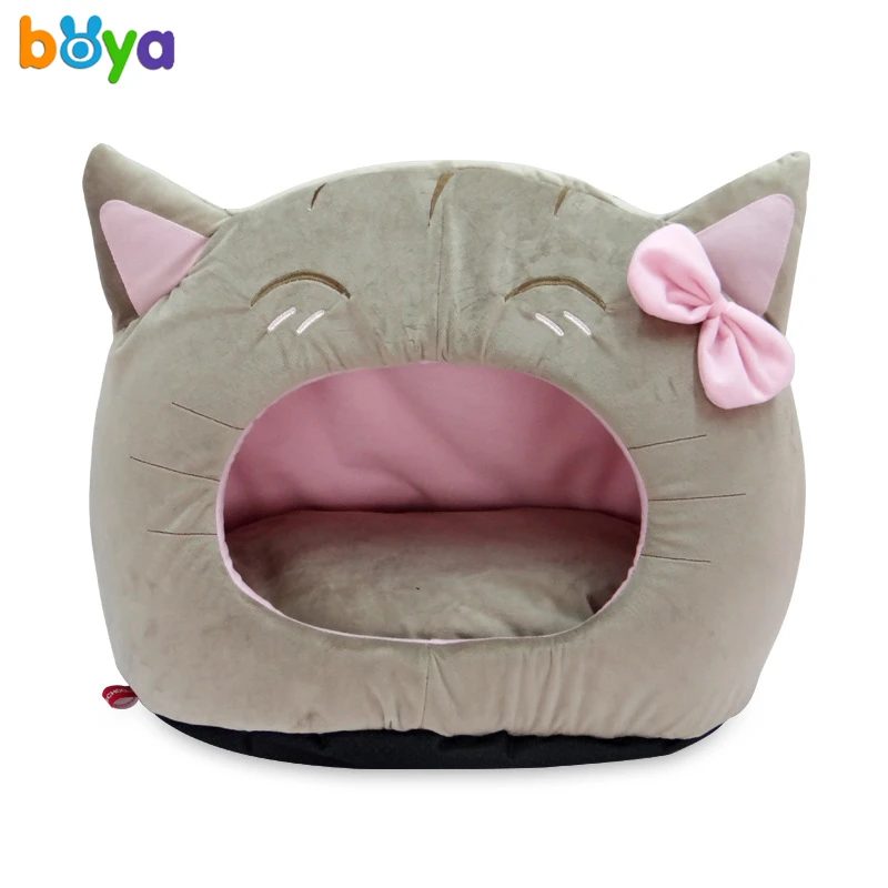 Boya новый милый кот лук кошка кровать зима теплая моющийся дом для маленьких собак