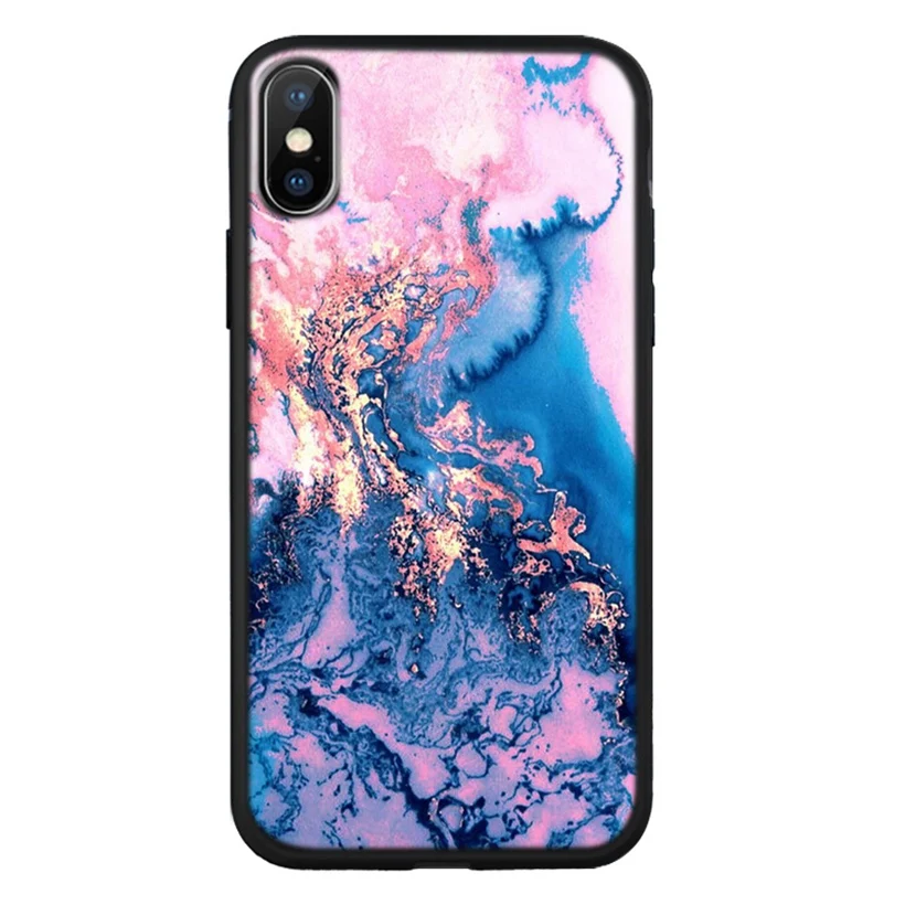 Silicone Cover Case For iPhone X XR XS 6 6S 7 8 Plus Marble paint design Pattern Phone Cases Back Shell Max B26 |