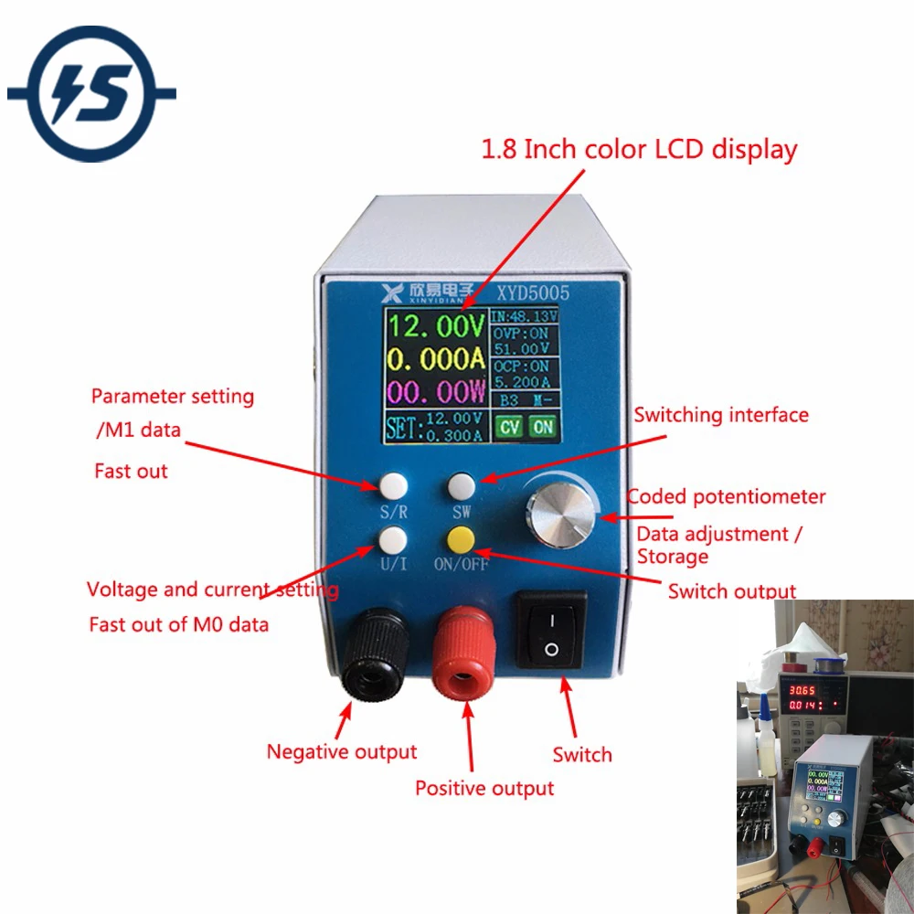 XYD5005 CNC LCD Регулируемый источник питания постоянного тока 5 55 в до 0 50 А понижающий