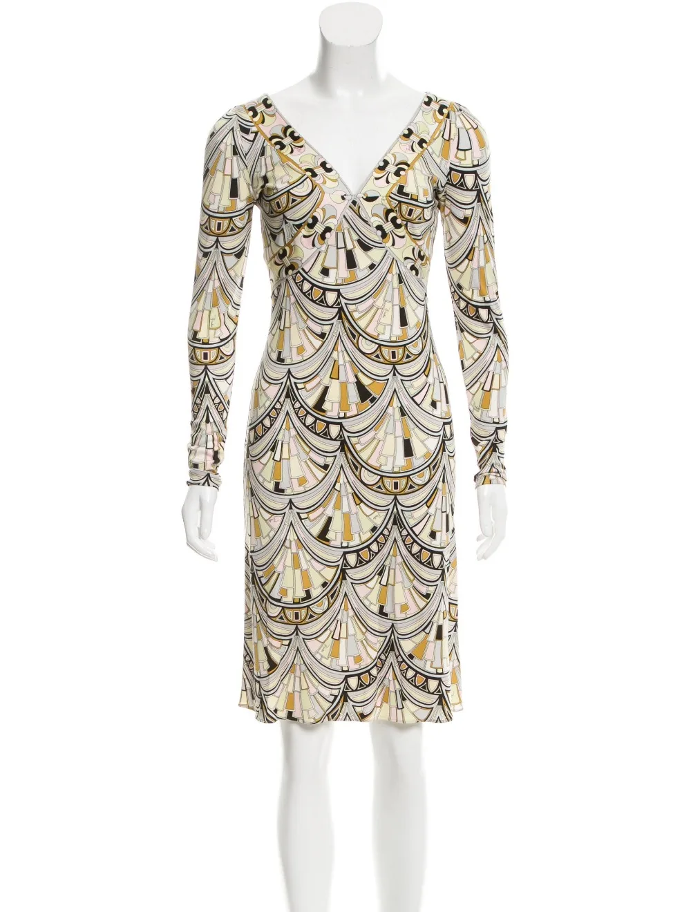 Женское платье с длинными рукавами и геометрическим принтом|designer dress women|dress fashion