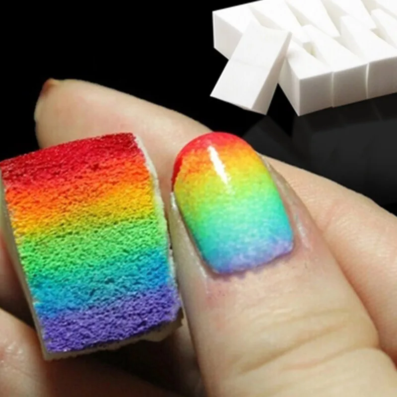 8 шт./лот Одноразовые Белые Треугольники Salon Nail блок губок ногтей аксессуар Градиент Советы DIY пены Маникюр Стампер польский
