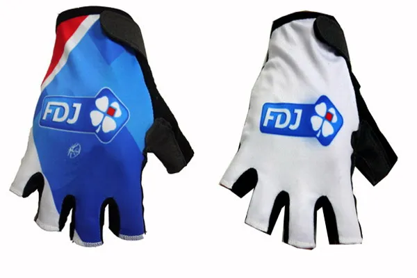 2016 FDJ PRO команда 2 вида цветов Велоспорт перчатки велосипед гель без пальцев одна