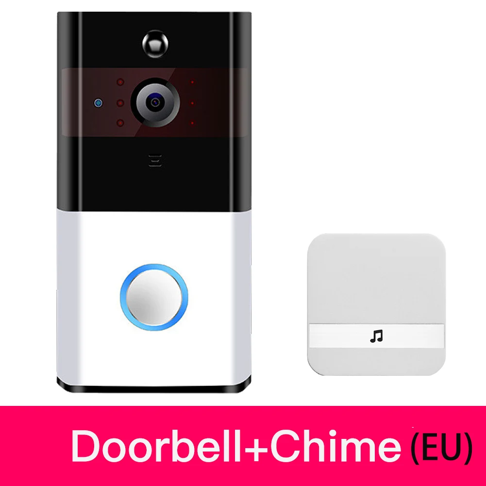 DB-DW-EU WiFi беспроводной видео дверной звонок 720P с колокольчиком и батареей в режиме реального времени видео двусторонняя связь ночное видение PIR Обнаружение движения - Цвет: DB-DW-EU
