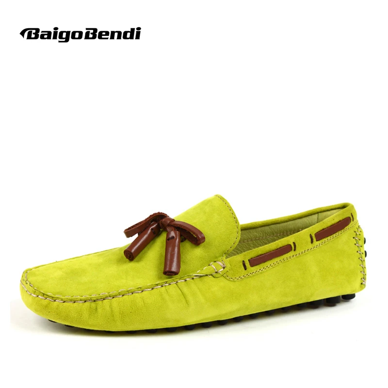 Цвет Небесно-голубой замшевые повседневные Лоферы без застежки с кисточками для