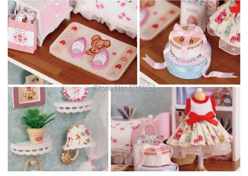 2015 Новый Diy деревянный кукольный домик Миниатюрные кукольные домики миниатюрные