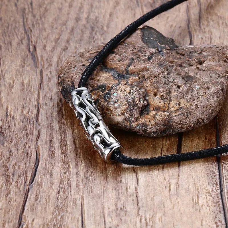 Mprainbow мужские ожерелья чокер полые из нержавеющей стали Плетеный черный шнур