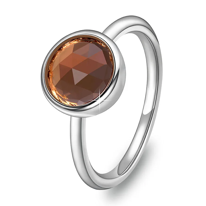 New Arrivals Silver Ring Holes Round Big Rhombohedron Crystal Exquisite Gift For Women Girls Fashion Jewelry Accessories | Украшения и