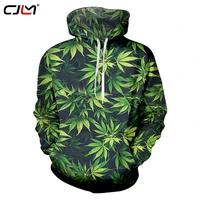 cjlm men hoodies new design 3d printed green leaves weed graphic pullovers casual full printing pocket hoody streetwear blouse