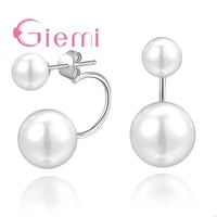 top quality freshwater pearl earrings for women 925 sterling silver double balls wedding accessory jewelry big promotion
