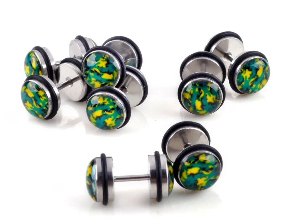 Hot Hiphop Style 2pcs Stainless Steel Mens Stud Earrings Cheater Fake Ear Plugs Gauges Illusion Tunnel Piercing | Украшения и
