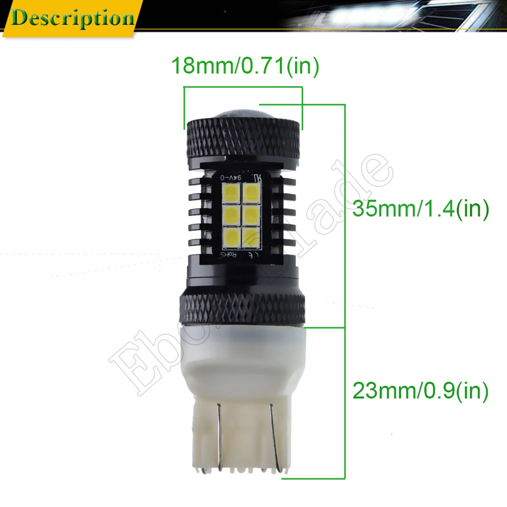 2X T20 Автомобильный светодиодный светильник 3030 SMD 7443 W21/5 Вт 7440 W21W WY21W Canbus DRL