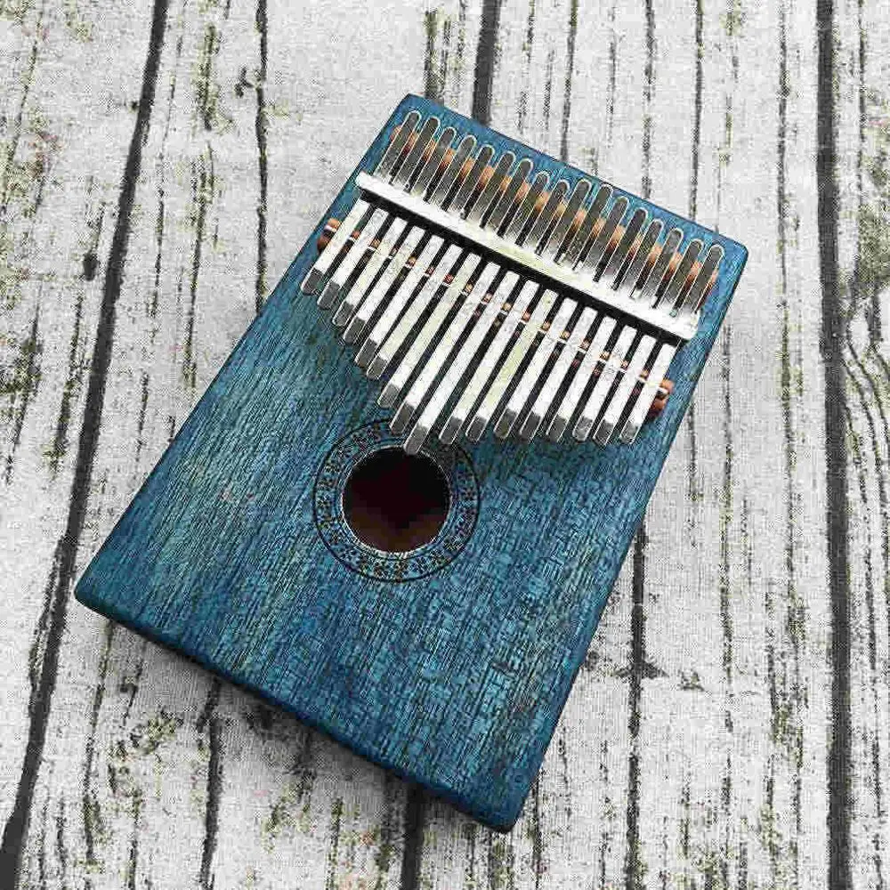 Blue Kalimba 17 Keys «пианино для больших пальцев» уникальный синий цвет и ручная работа кривая дизайн Ретро стиль молоточек для настройки и учебная инструкция - Цвет: Blue