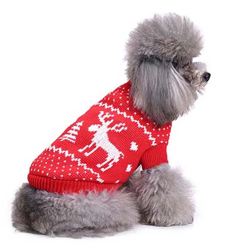 Merry Christmas Red Elk Decoration Puppy Pet Dog Vest Sweater Clothes Home Party Great Autumn Winter Coat 20A |