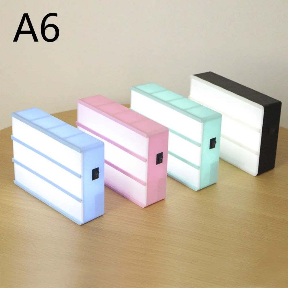 

New A4 A6 Size LED Combination Night Light Box Lamp DIY BLACK Letters Cards USB PORT Powered Cinema Lightbox