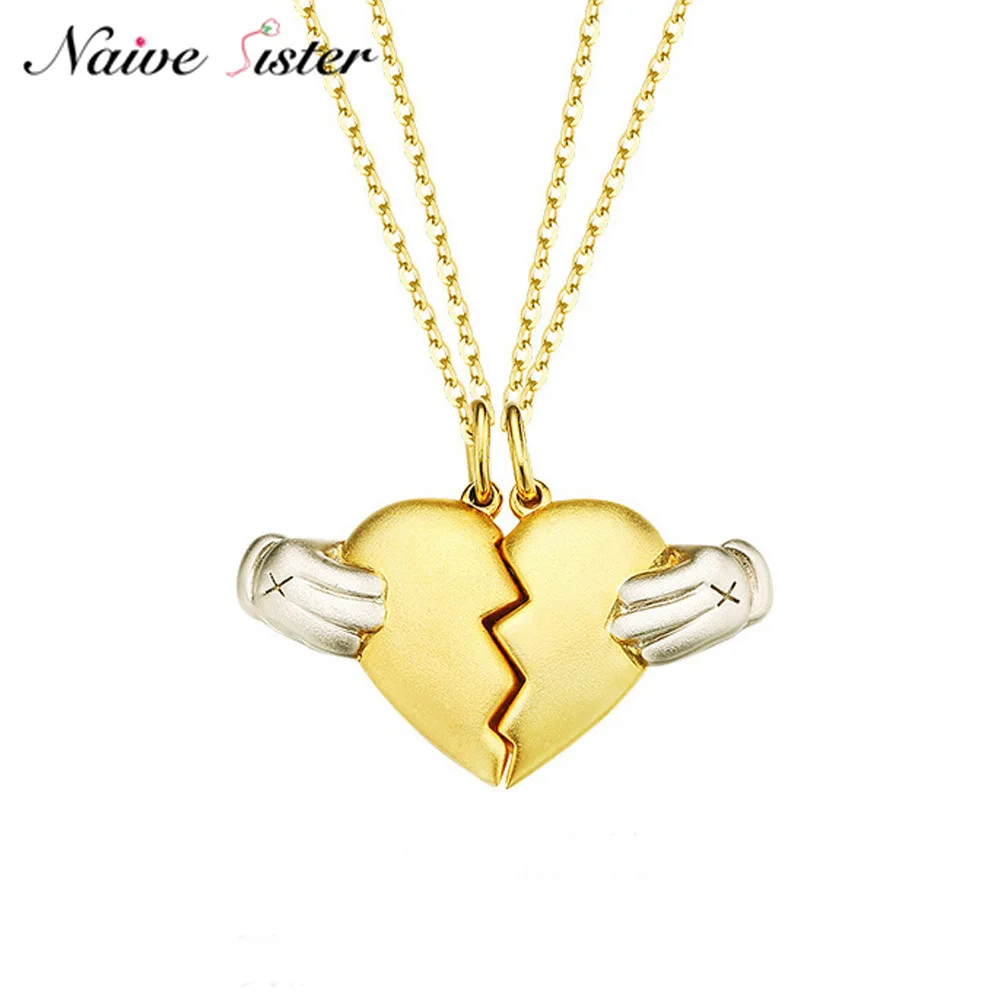 Парные ожерелья в форме сердца для женщин и мужчин ювелирные изделия золотого