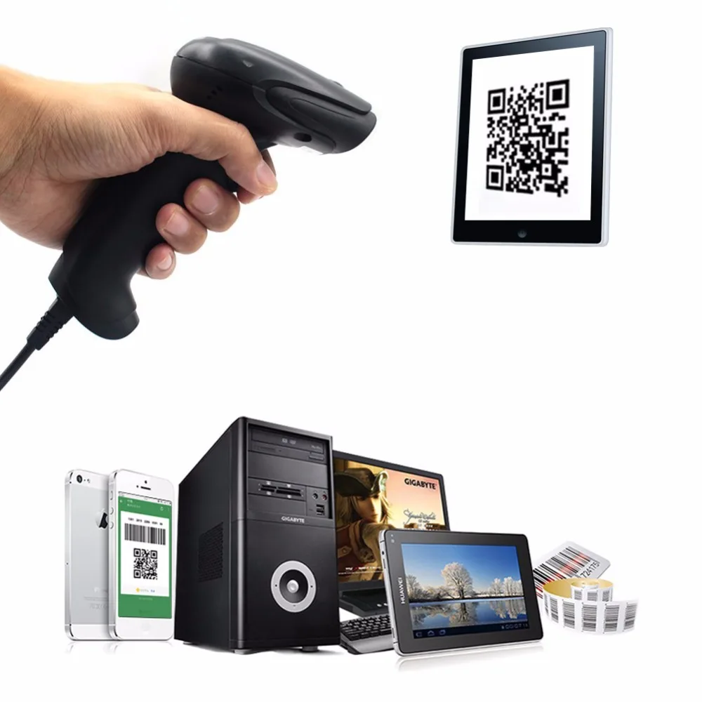 1D/2D Led qr-код сканер Ручной Проводной 2D штрих-кодов КПК Android портативный планшеты
