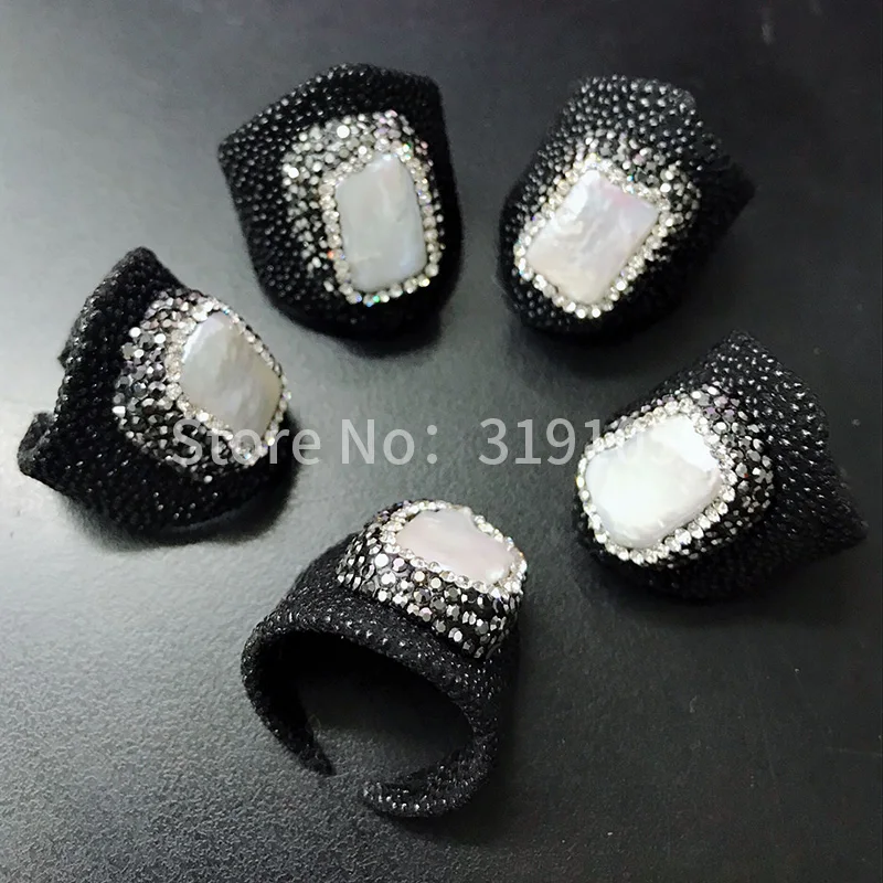 

Ручная работа, инкрустированное натуральное квадратное жемчужное кольцо с персонажем, трамвайная улица для открытия кольца