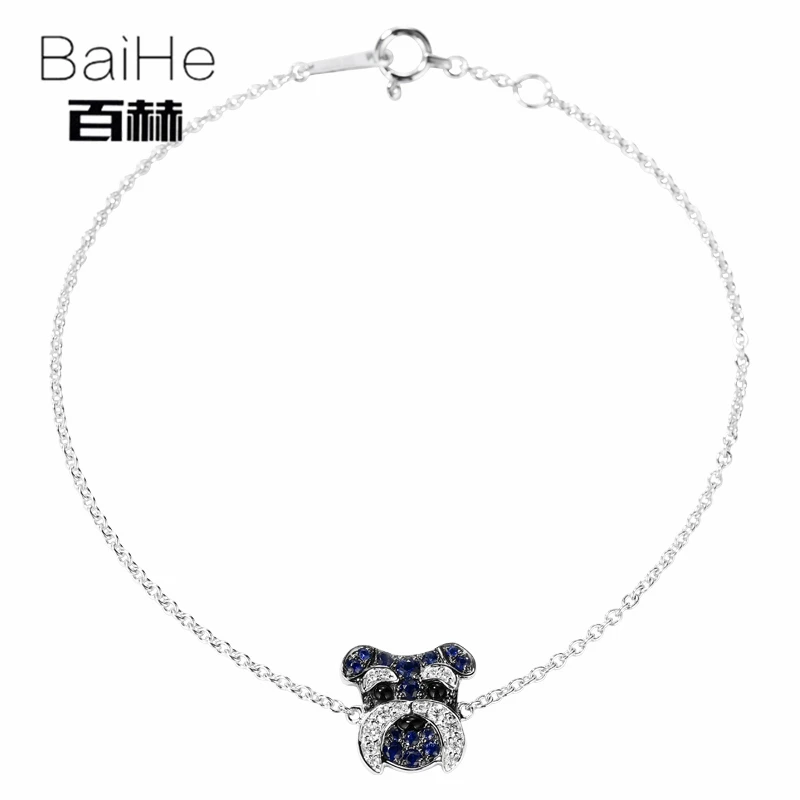 BAIHE Solid 14 K белое золото 0.08ct Сертифицированный H/SI натуральные бриллианты юбилей женские модные ювелирные изделия Уникальный браслет