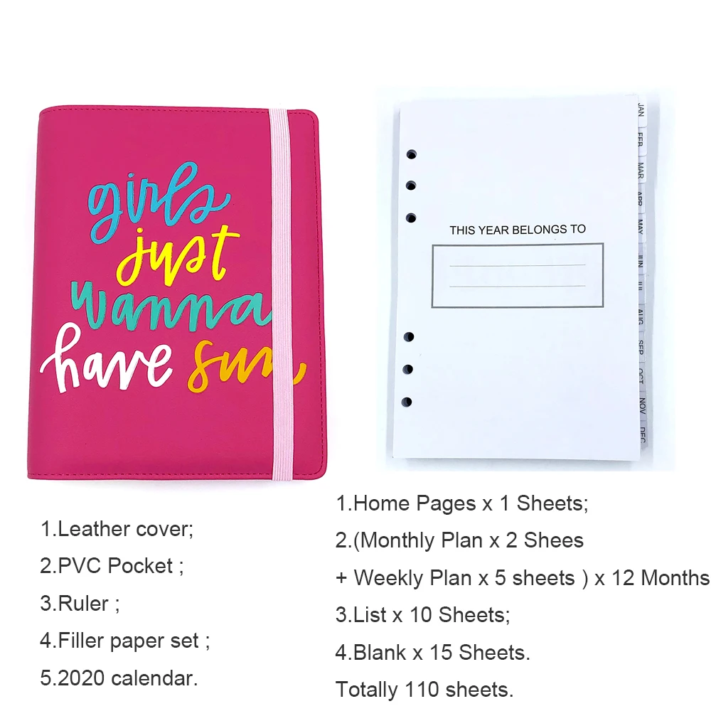 Colorfulschedule set С кожаным переплетом, записные книжки и дневники A5A6, ежедневник, органайзер, ежемесячный недельный дневник, Подарочные канцелярские принадлежности - Цвет: Colorfulschedule set