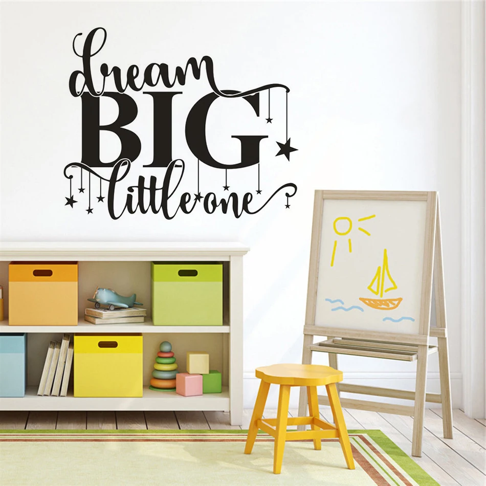 

Dream Big Little One Наклейка на стену детская комната вдохновение поговорка настенные наклейки Звездный дизайн виниловый настенный постер Декор ...