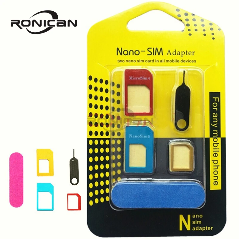 Для iPhone 4/Φ 6 6s 7 8 Plus для NANO SIM карты трансформирование 5/4S/5C 5 в 1 адаптер с разъемом