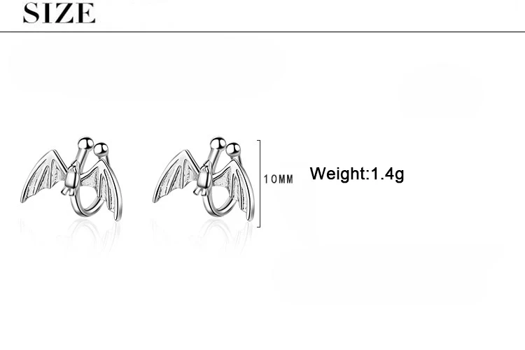 Серьги клипсы ModaOne в стиле панк/готика женские украшения из стерлингового