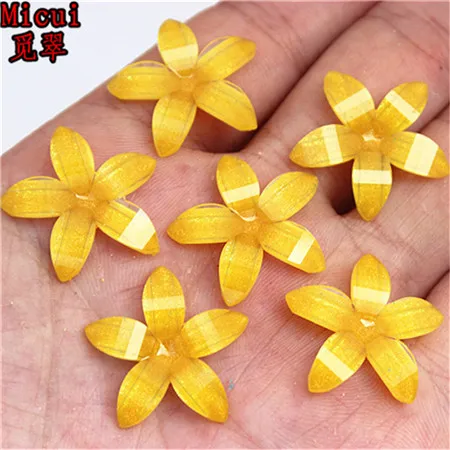 Yellow Micui 20 шт 22 мм цветок кристаллы смолы Стразы Кристалл с плоской задней гранью камни не Швейные бусины для DIY одежды ремесло MC390 - Цвет: Yellow