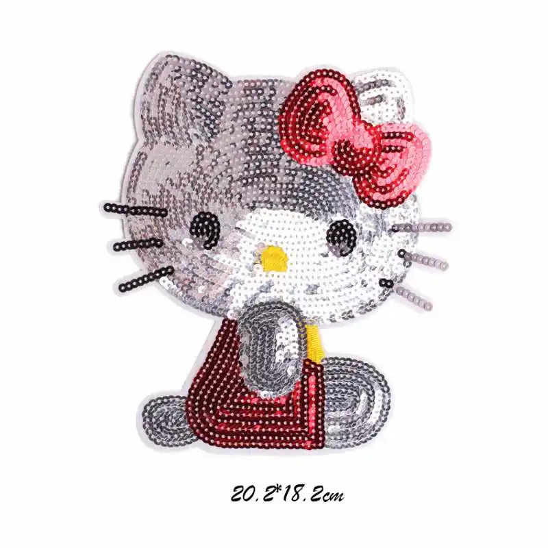 1 шт. Kitty Cat железная вышитая аппликация швейная нашивка для одежды наклейки с блестками diy аксессуары для одежды значок с героями мультфильмов