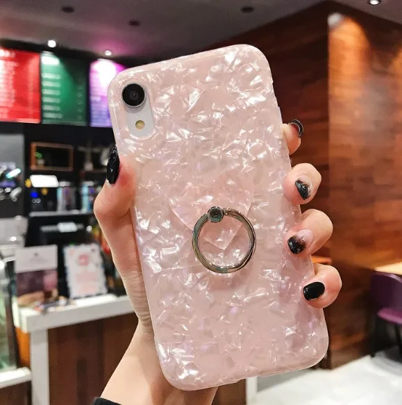 Роскошные в виде ракушки мрамор цепи чехол для huawei P30 pro P20 P20lite P10 mate20 pro honor 20 20i 10 9 lite nova 5 pro 4 3 3i - Цвет: With bracket 4