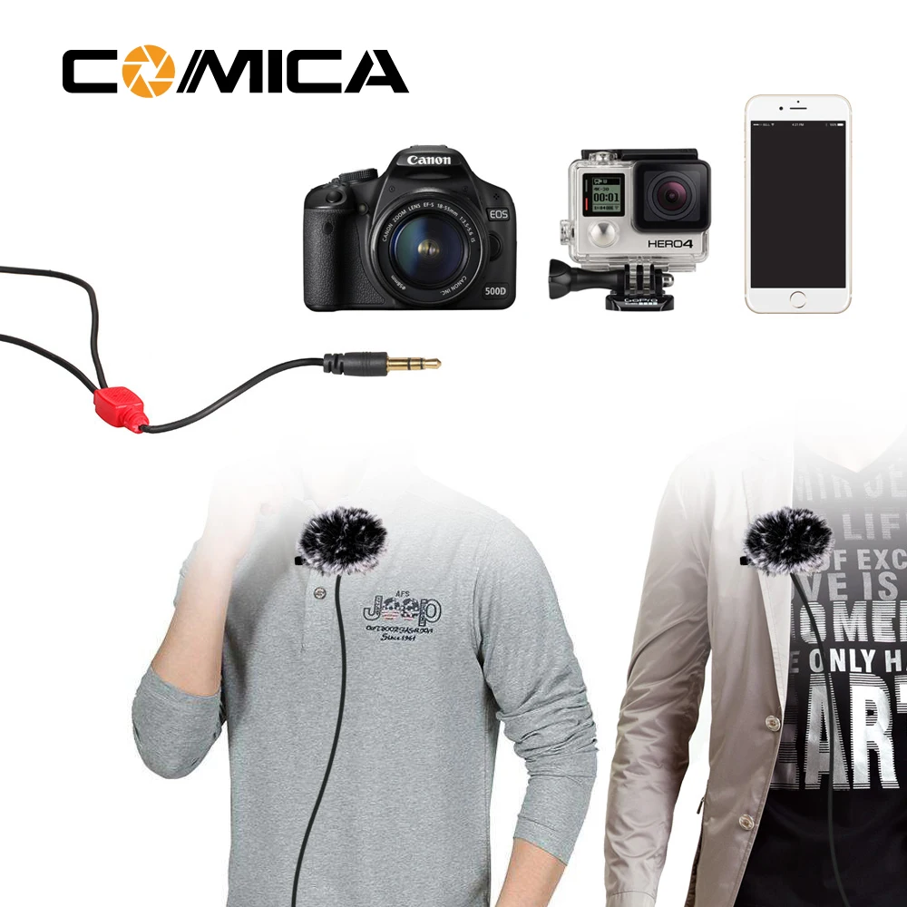 COMICA Lavalier микрофон 6 м всенаправленный клип на лацкане видео для iPhone Canon Nikon DSLR GoPro