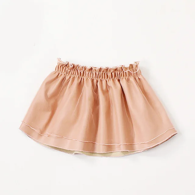 K06594Pink Babyinstar/Новинка г.; юбка для девочек; однотонная кожаная юбка с оборками; Одежда для маленьких детей; повседневные юбки для маленьких девочек - Цвет: K06594Pink