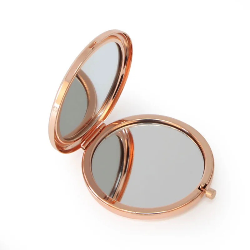 Модное цветное розовое золото металлическое карманное зеркало круглое