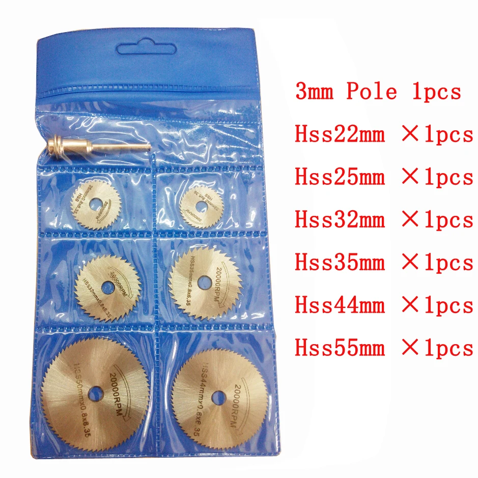 6PCS HSS High-speed-steel Circular Rotary Blade Wheel Discs Mandrel for Metal Dremel Tools w/ 1 Wood Cutting Saw | Инструменты