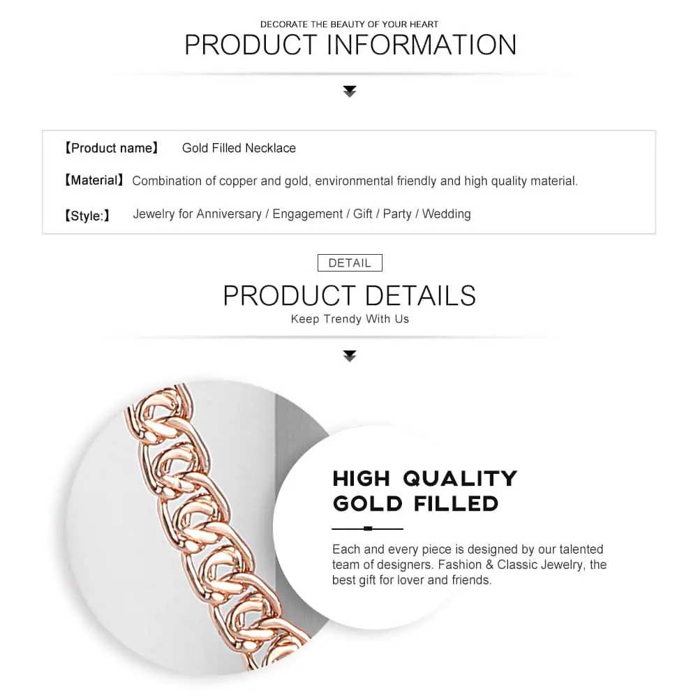 7mm Wide Womens Mens Chain Unisex Boys Girls Snail Link Rose Gold Color GF Necklace GN326 |