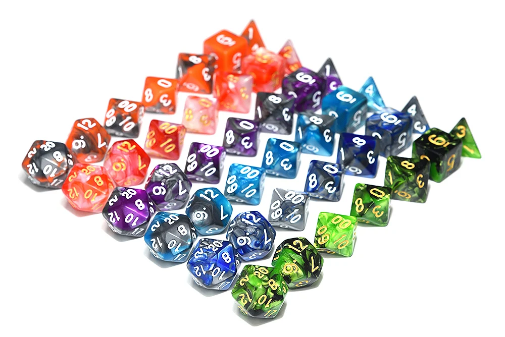 Игральные кости для подземелий и драконов RPG MTG игры 6 наборов многогранные игральные кости с 1 шт. большие бархатные сумки(черный мешок, серый мешок, красный мешок