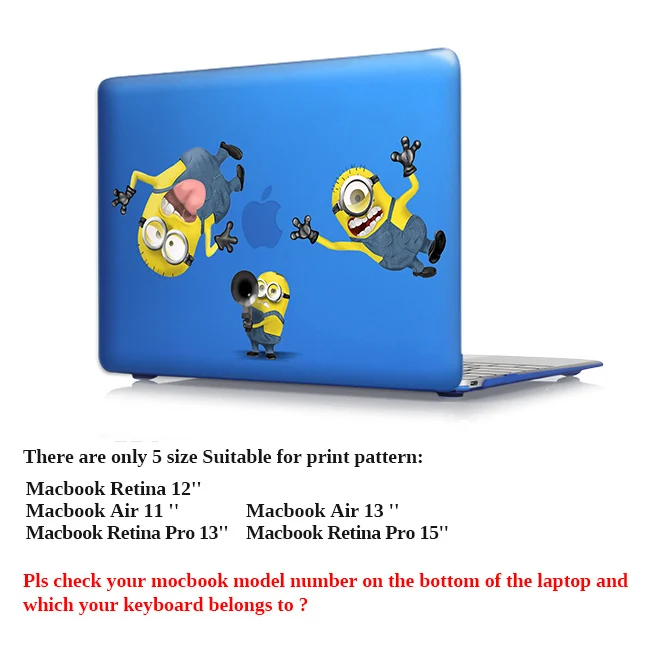 P007 Чехол для ноутбука с принтом для Macbook Air 11, 12, 13, чехол с изображением миньонов, бананов и кристаллами для Apple Mac Book Pro 13,3 15,4 Touch bar - Цвет: P007