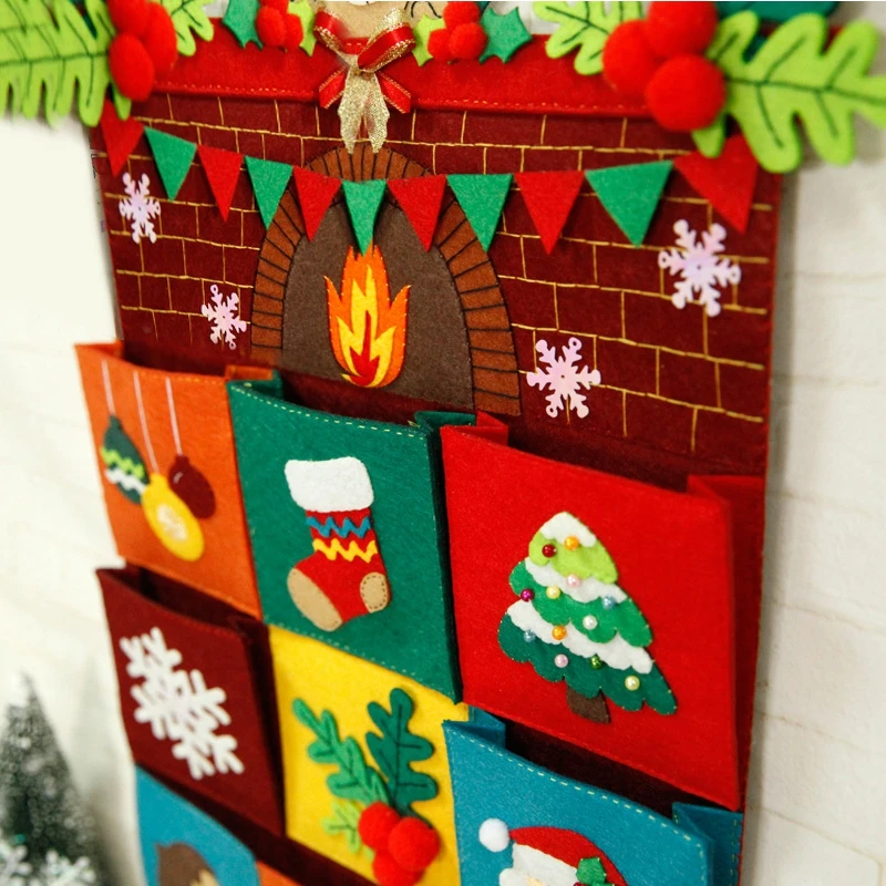 2019 настенная Рождественская фетровая сумка для хранения тема аппликация